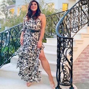 ALEXIS Target Botanical One Shoulder Ruffle Dress